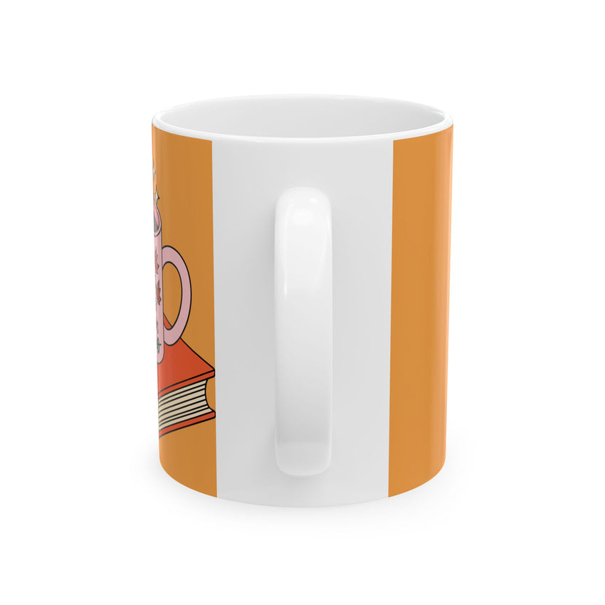 “Books, Brews & Cozy Views” Fall Mug – Bookish Coffee Cup, Autumn Aesthetic Gift