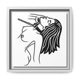Minimalist BDSM Line Art Framed Canvas | Ball Gag Wall Art | Modern Alternative Lifestyle Décor