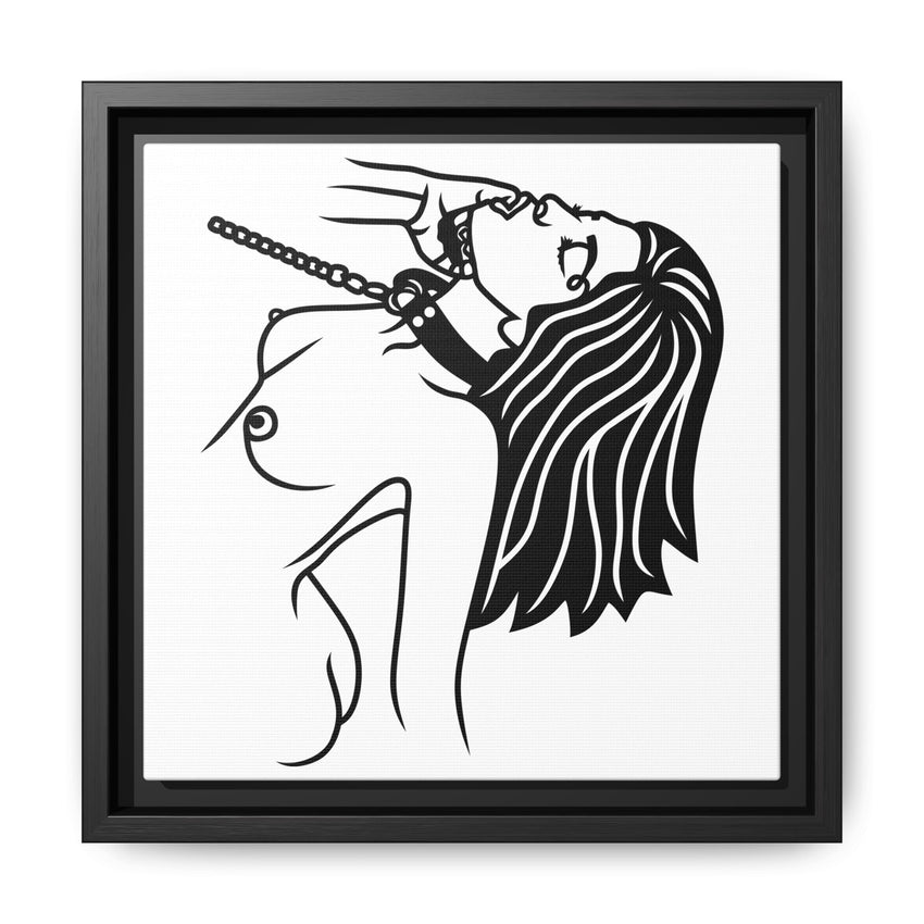 Minimalist BDSM Line Art Framed Canvas | Ball Gag Wall Art | Modern Alternative Lifestyle Décor