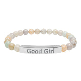 Good Girl DDlg Submissive Engraved Stone Stretch Bracelet
