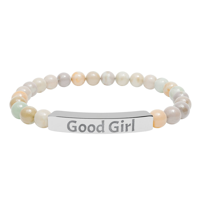 Good Girl DDlg Submissive Engraved Stone Stretch Bracelet