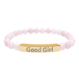 Good Girl DDlg Submissive Engraved Stone Stretch Bracelet