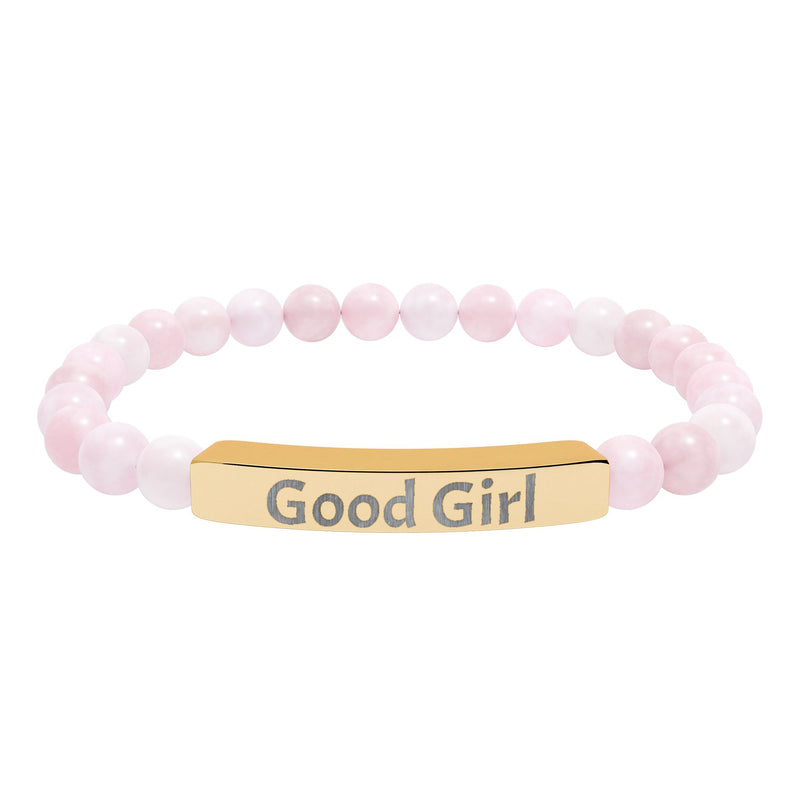 Good Girl DDlg Submissive Engraved Stone Stretch Bracelet