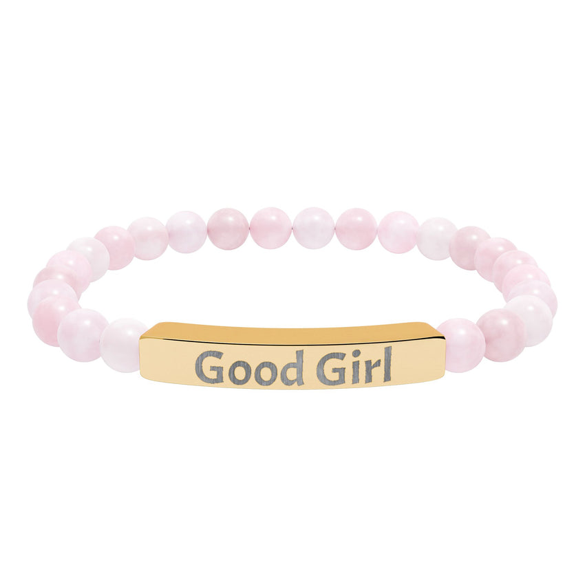 Good Girl DDlg Submissive Engraved Stone Stretch Bracelet