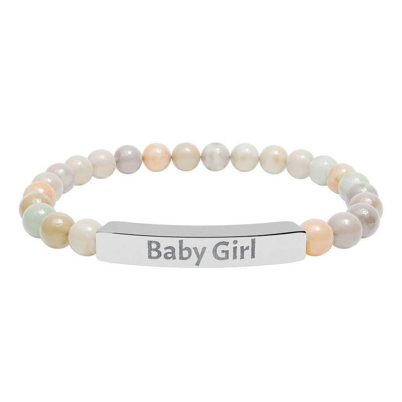 Baby Girl DDlg Submissive Engraved Stone Stretch Bracelet
