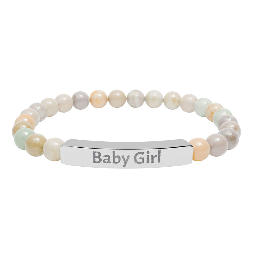 Baby Girl DDlg Submissive Engraved Stone Stretch Bracelet