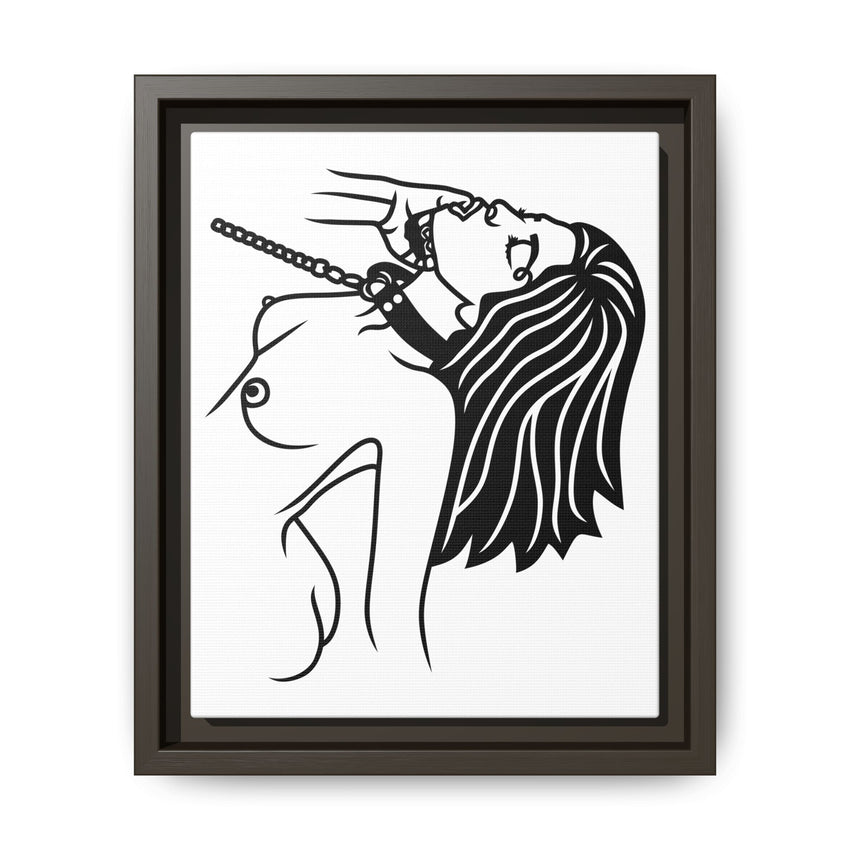 Minimalist BDSM Line Art Framed Canvas | Ball Gag Wall Art | Modern Alternative Lifestyle Décor
