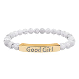 Good Girl DDlg Submissive Engraved Stone Stretch Bracelet