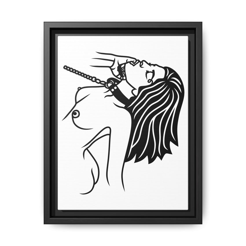 Minimalist BDSM Line Art Framed Canvas | Ball Gag Wall Art | Modern Alternative Lifestyle Décor