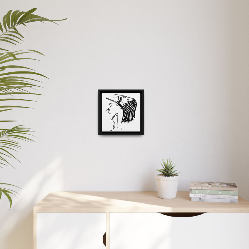 Minimalist BDSM Line Art Framed Canvas | Ball Gag Wall Art | Modern Alternative Lifestyle Décor