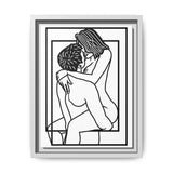 Lovers Line Art Framed Canvas | Romantic Couple Wall Art | Modern Bedroom Décor