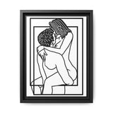 Lovers Line Art Framed Canvas | Romantic Couple Wall Art | Modern Bedroom Décor