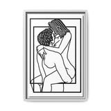 Lovers Line Art Framed Canvas | Romantic Couple Wall Art | Modern Bedroom Décor
