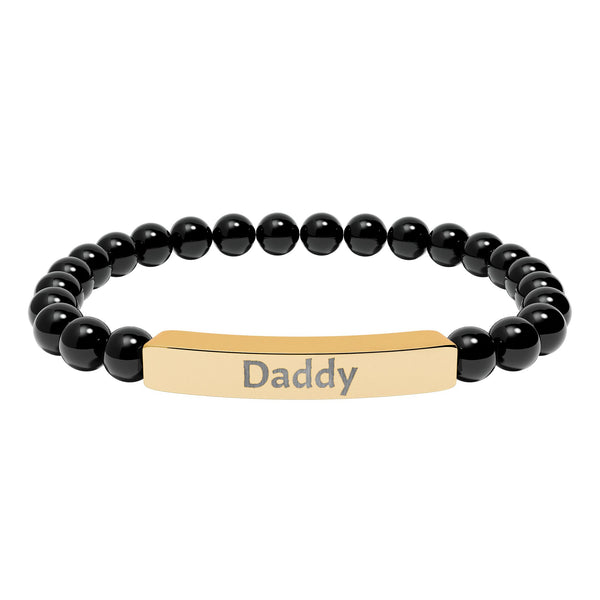 Bracelet Engraved Daddy - Natural Stone