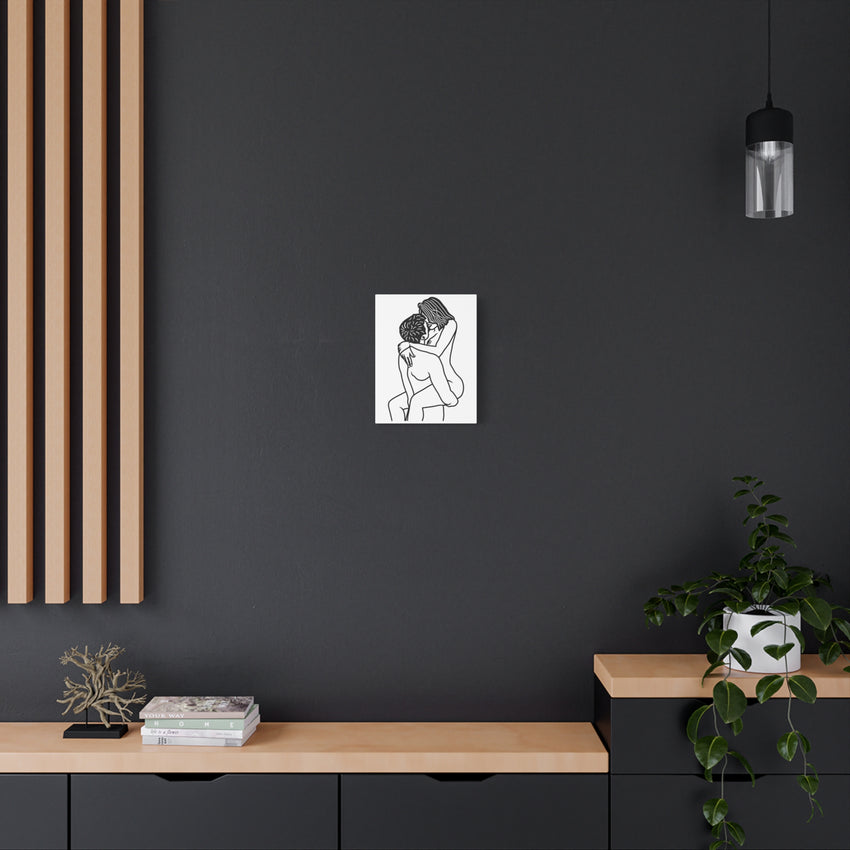 Sensual Embrace Line Art Canvas | Minimalist Couples Wall Art | Romantic Bedroom Decor