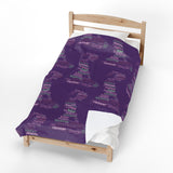 Velveteen Plush Blanket — Purple Submissive Word-Cloud Love Pattern