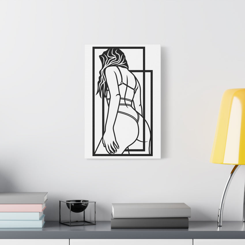 Minimalist BDSM Line Art Framed Canvas | Modern Dominance & Submission Wall Art | Bedroom Decor