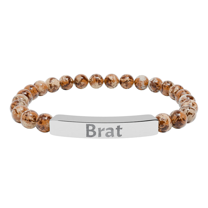 Brat Engraved Stone Stretch Bracelet
