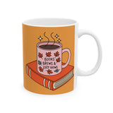 “Books, Brews & Cozy Views” Fall Mug – Bookish Coffee Cup, Autumn Aesthetic Gift