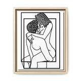 Lovers Line Art Framed Canvas | Romantic Couple Wall Art | Modern Bedroom Décor