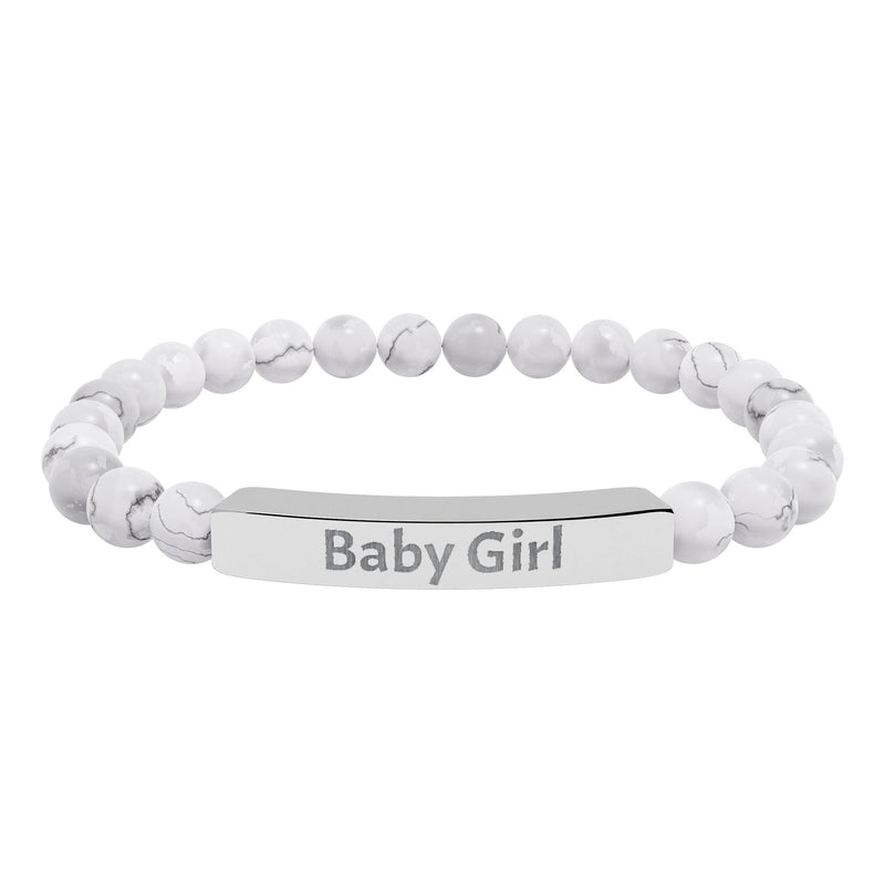 Baby Girl DDlg Submissive Engraved Stone Stretch Bracelet