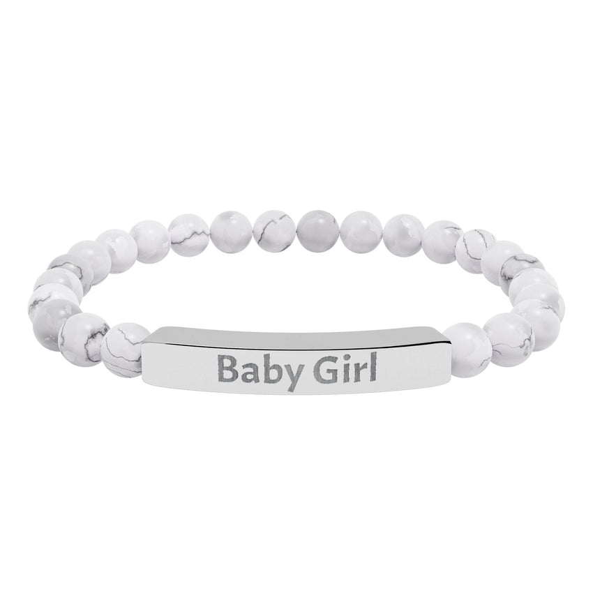 Baby Girl DDlg Submissive Engraved Stone Stretch Bracelet
