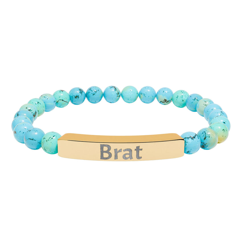 Brat Engraved Stone Stretch Bracelet