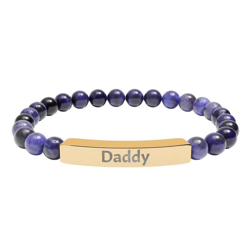 Bracelet Engraved Daddy - Natural Stone