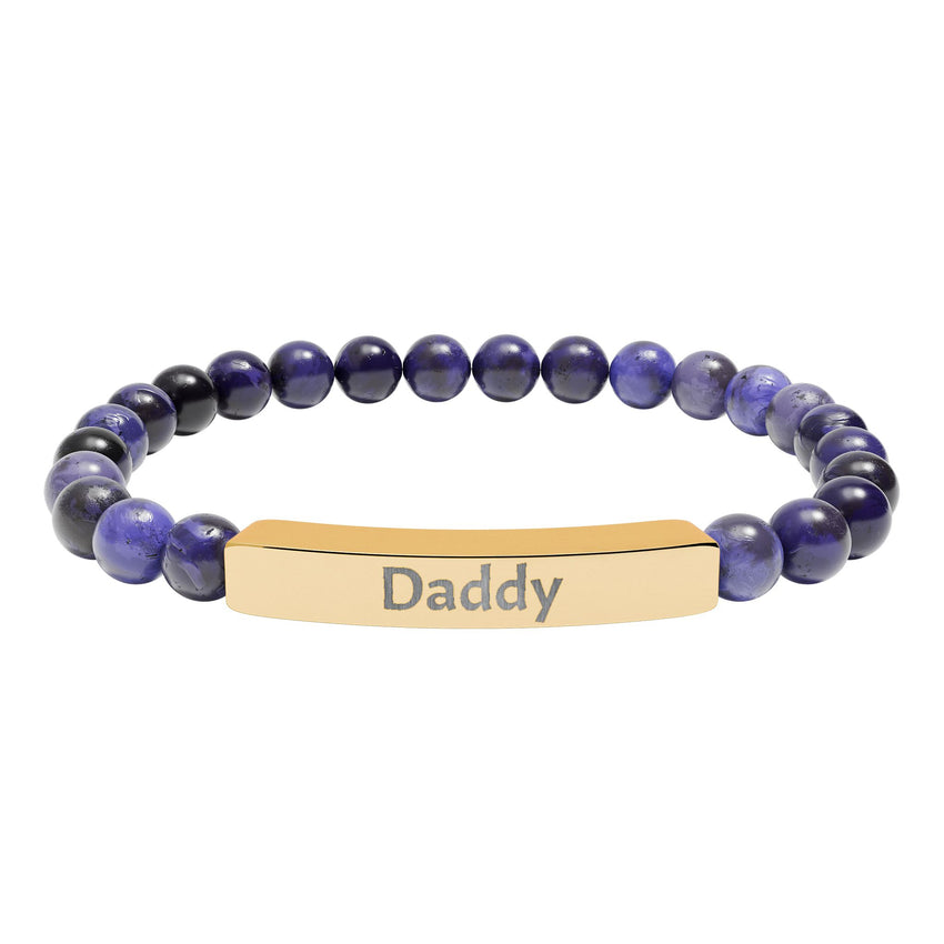 Bracelet Engraved Daddy - Natural Stone