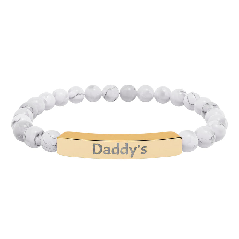 Daddy's DDlg Submissive Engraved Stone Stretch Bracelet