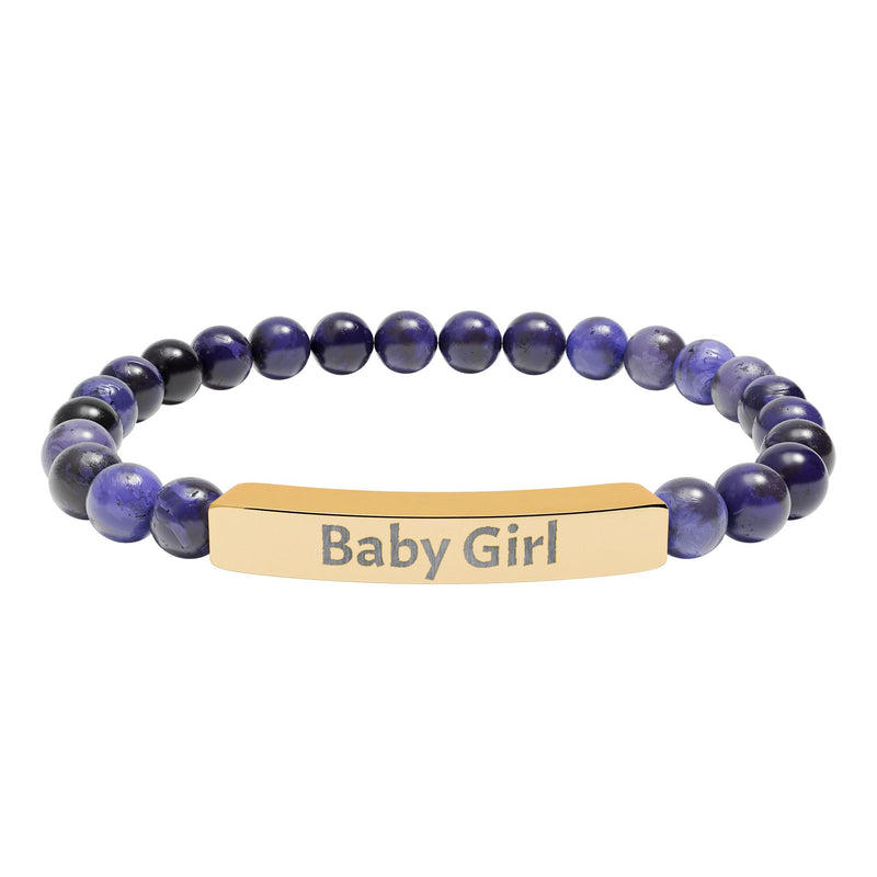 Baby Girl DDlg Submissive Engraved Stone Stretch Bracelet