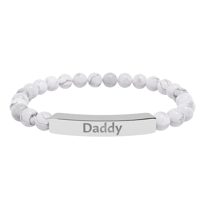 Bracelet Engraved Daddy - Natural Stone