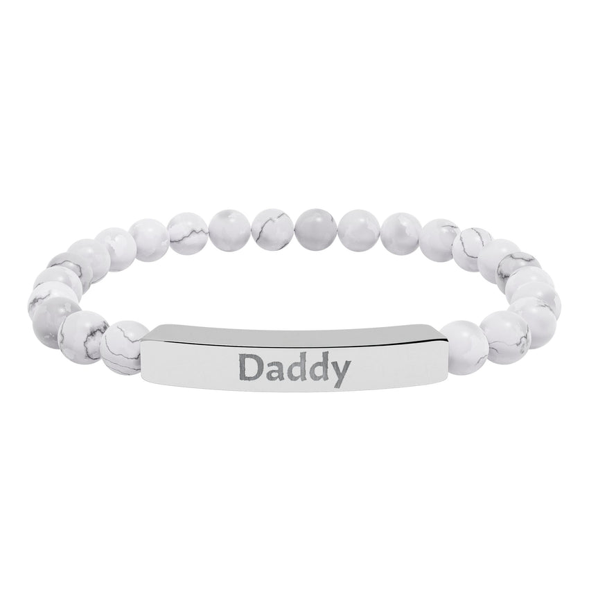 Bracelet Engraved Daddy - Natural Stone