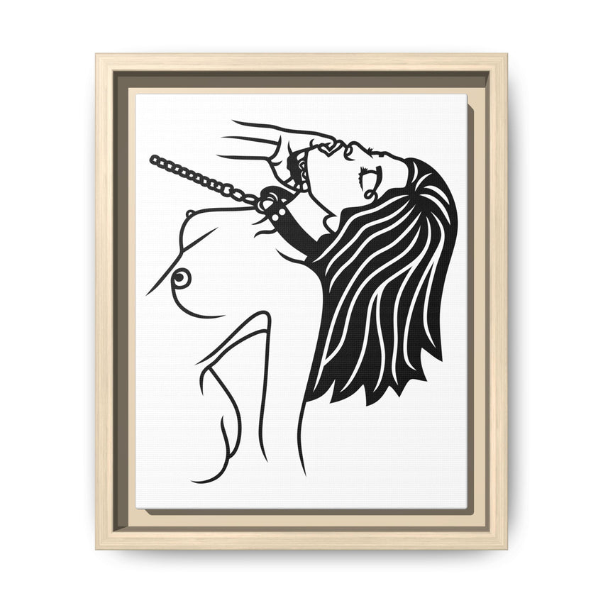 Minimalist BDSM Line Art Framed Canvas | Ball Gag Wall Art | Modern Alternative Lifestyle Décor