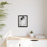 Lovers Line Art Framed Canvas | Romantic Couple Wall Art | Modern Bedroom Décor