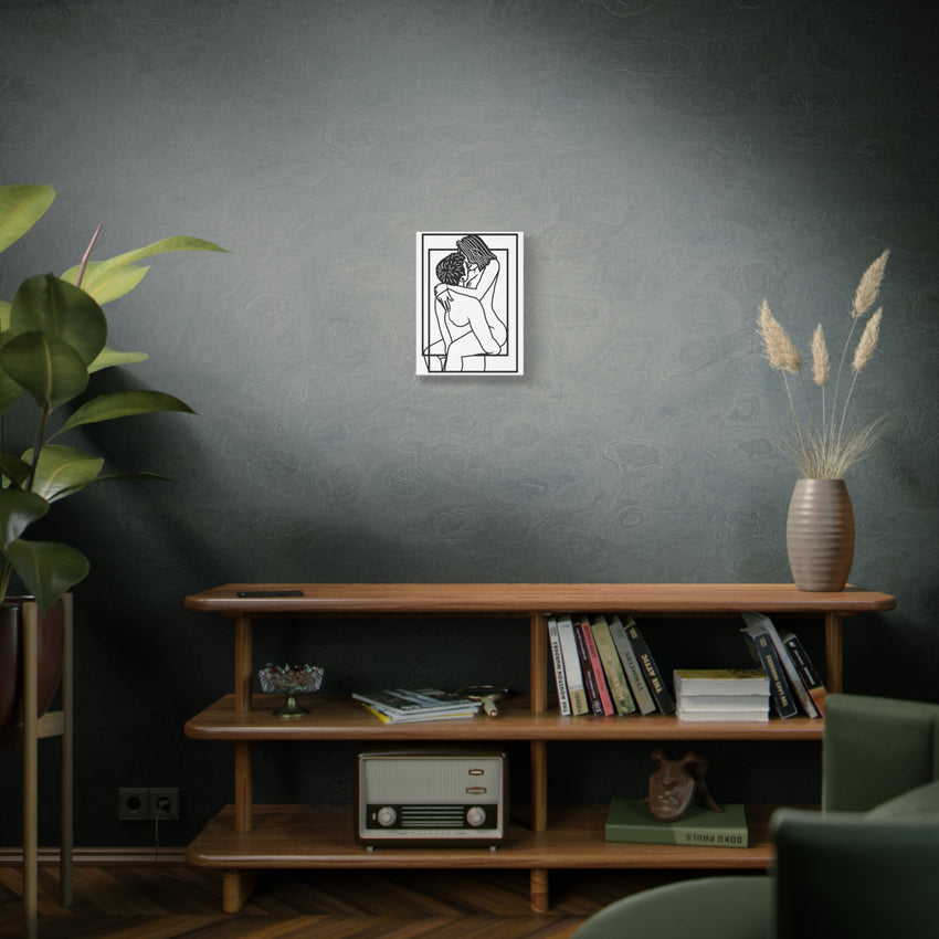 Minimalist Erotic Line Art Framed Canvas | Sensual Couple Wall Art | Modern Bedroom Décor