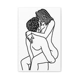 Sensual Embrace Line Art Canvas | Minimalist Couples Wall Art | Romantic Bedroom Decor