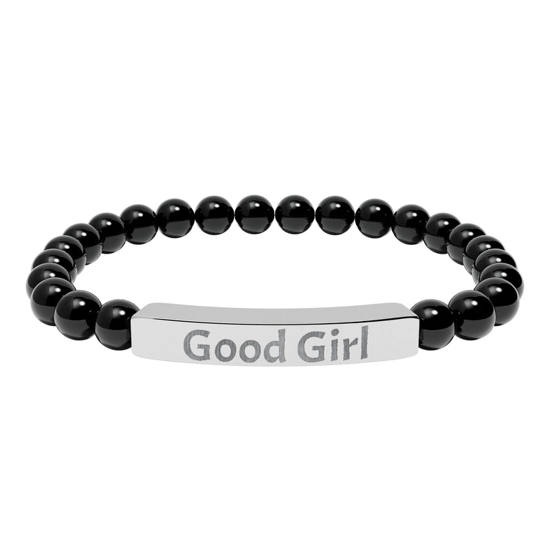 Good Girl DDlg Submissive Engraved Stone Stretch Bracelet