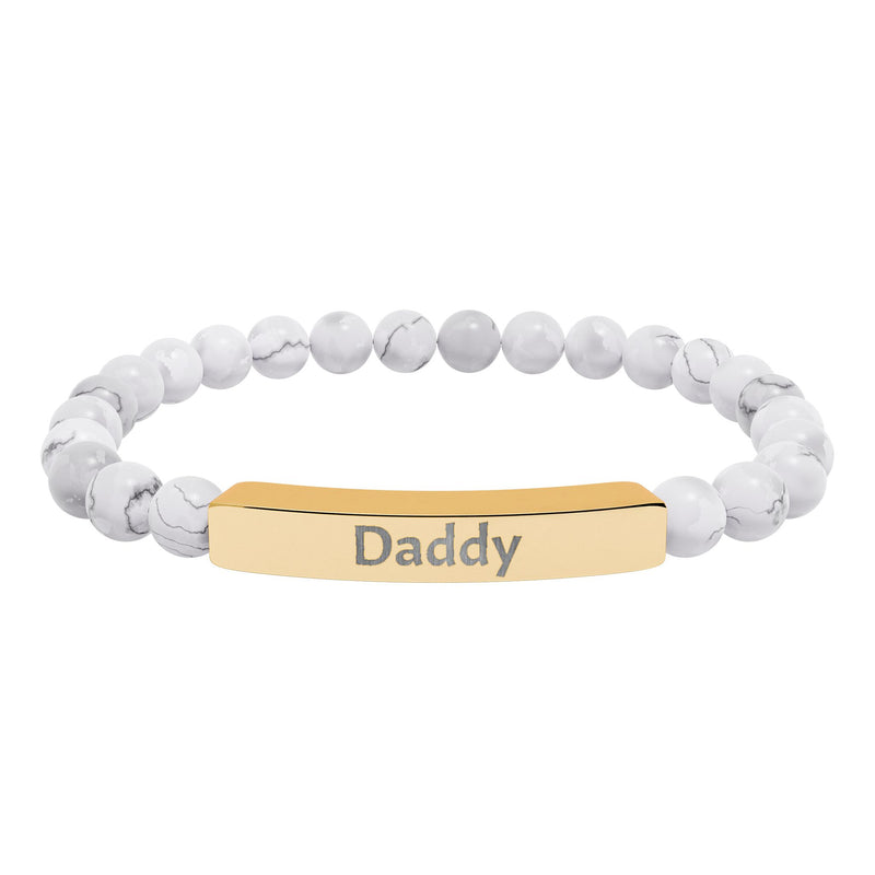 Bracelet Engraved Daddy - Natural Stone
