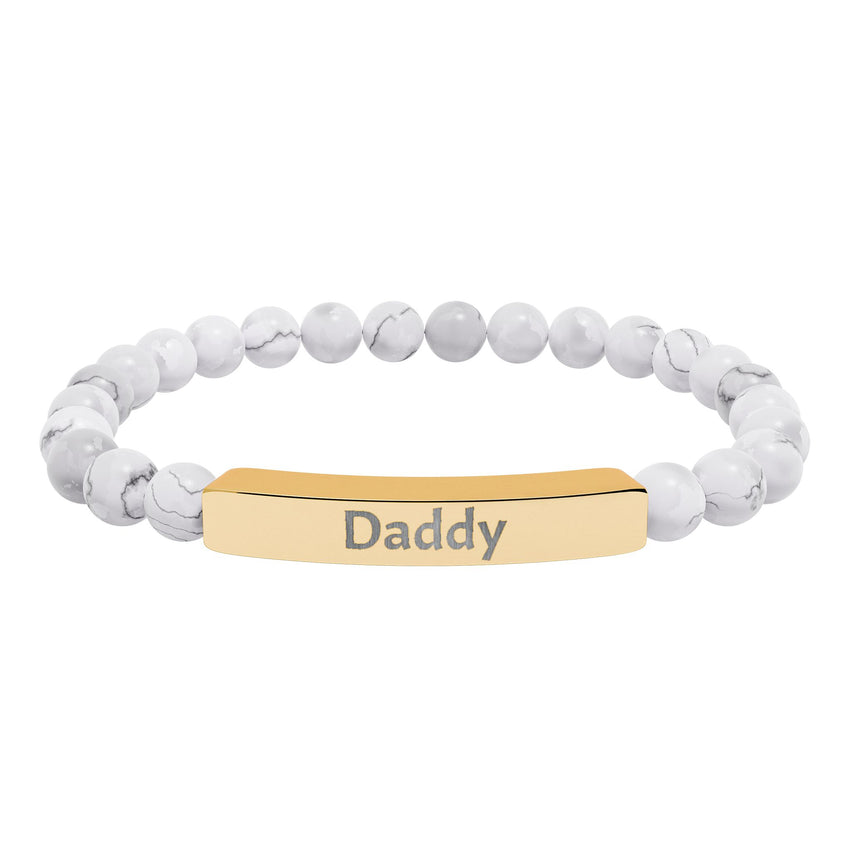 Bracelet Engraved Daddy - Natural Stone