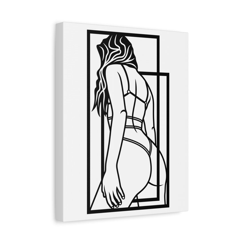 Minimalist BDSM Line Art Framed Canvas | Modern Dominance & Submission Wall Art | Bedroom Decor