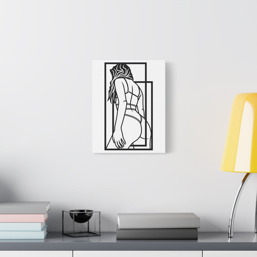 Minimalist BDSM Line Art Framed Canvas | Modern Dominance & Submission Wall Art | Bedroom Decor