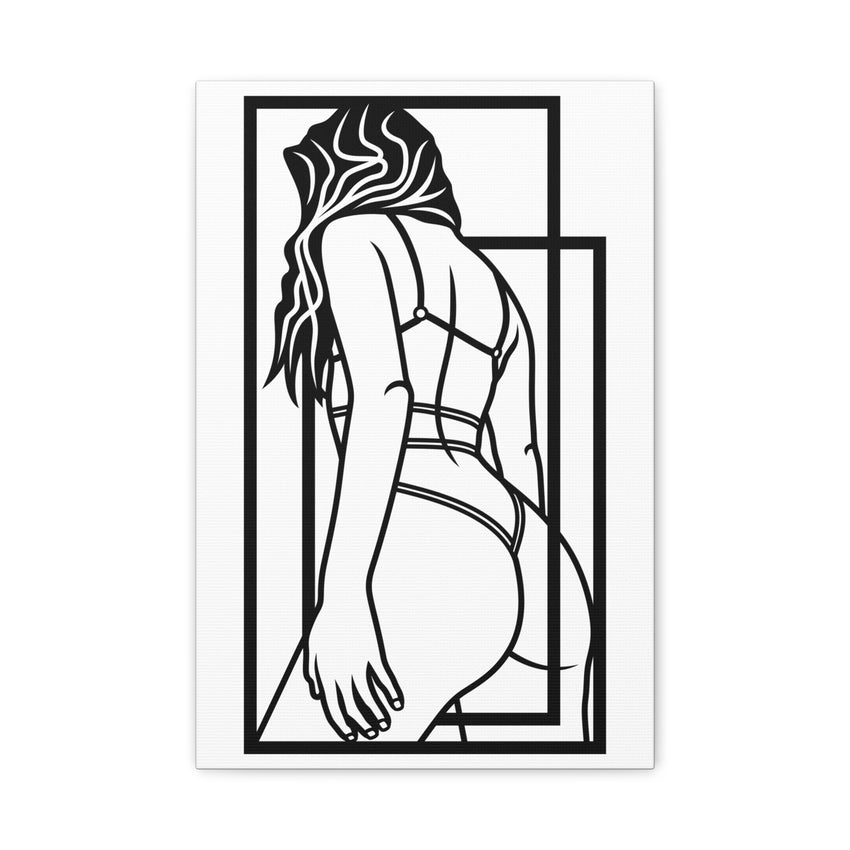 Minimalist BDSM Line Art Framed Canvas | Modern Dominance & Submission Wall Art | Bedroom Decor