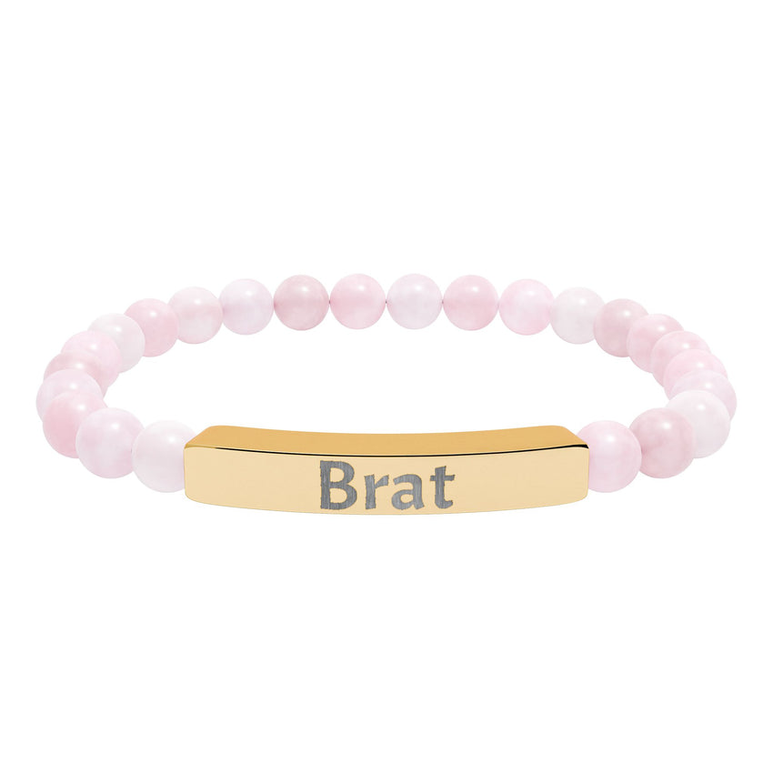 Brat Engraved Stone Stretch Bracelet