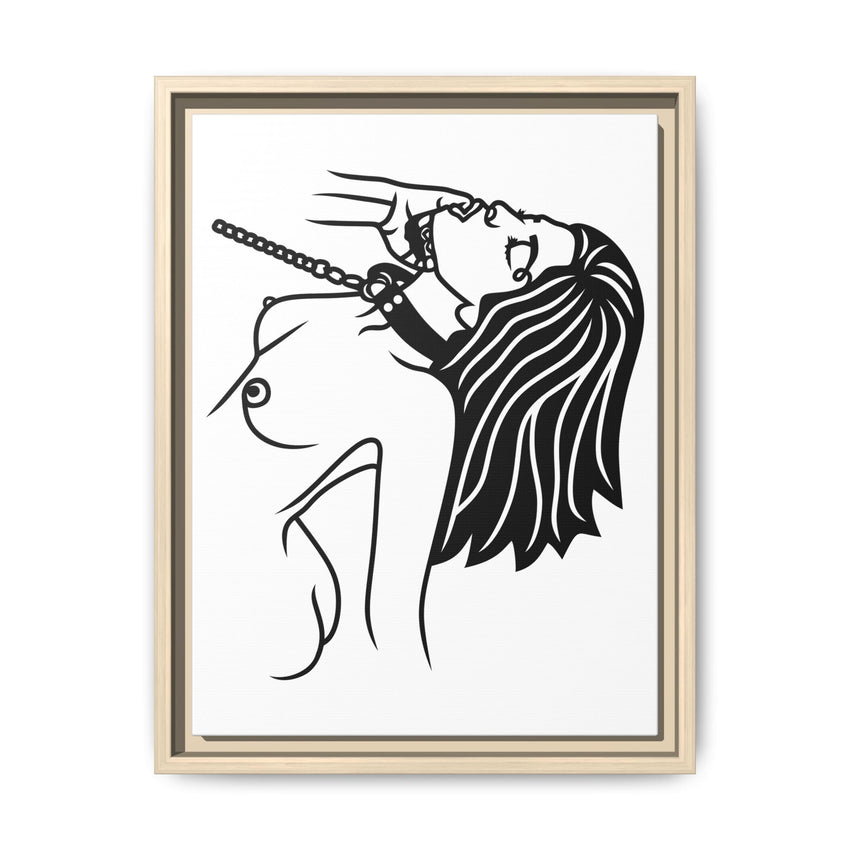 Minimalist BDSM Line Art Framed Canvas | Ball Gag Wall Art | Modern Alternative Lifestyle Décor