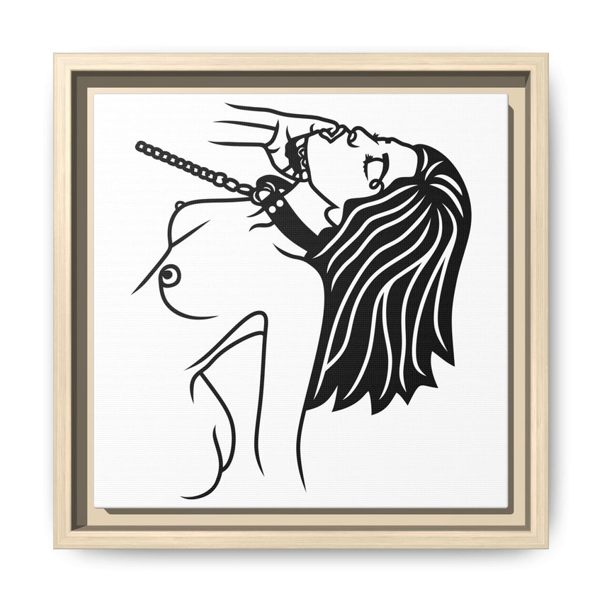 Minimalist BDSM Line Art Framed Canvas | Ball Gag Wall Art | Modern Alternative Lifestyle Décor
