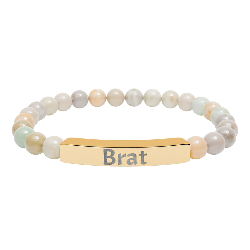 Brat Engraved Stone Stretch Bracelet