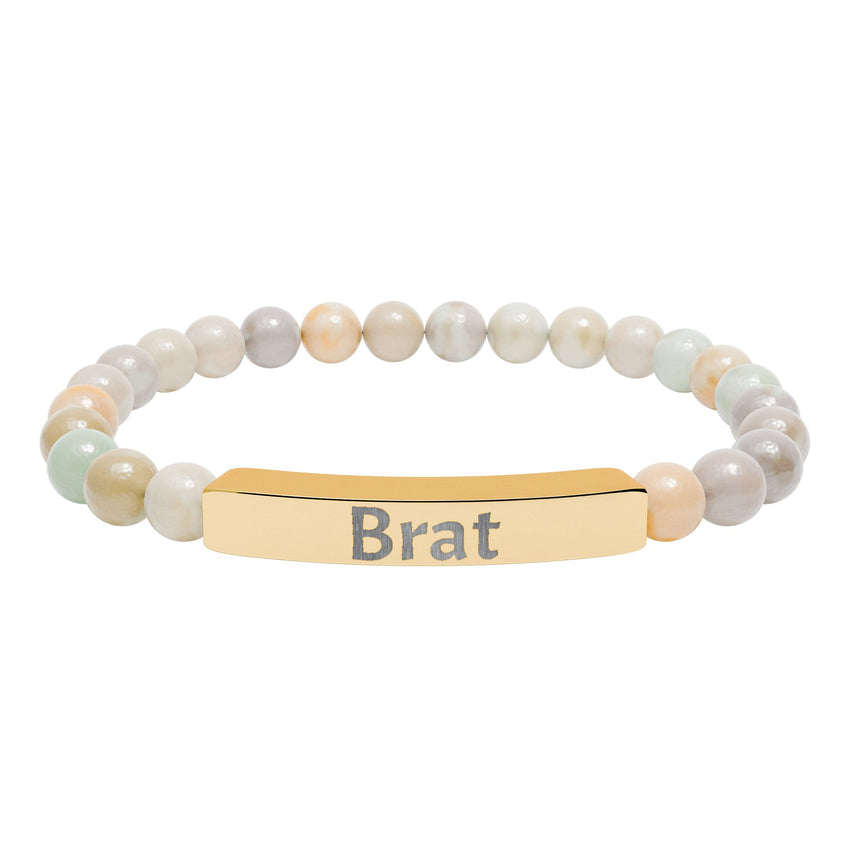 Brat Engraved Stone Stretch Bracelet