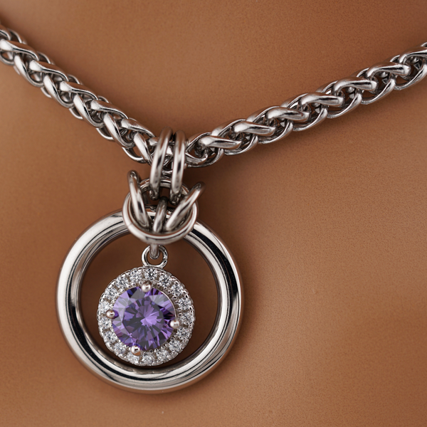 Amethyst Halo O-Ring Day Collar – Seductive Submissive Jewelry
