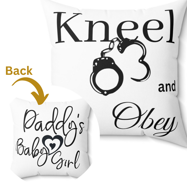 BDSM Kneel and Obey Pillow Baby Girl Bedroom Decor BDSM Kink Square Pillow